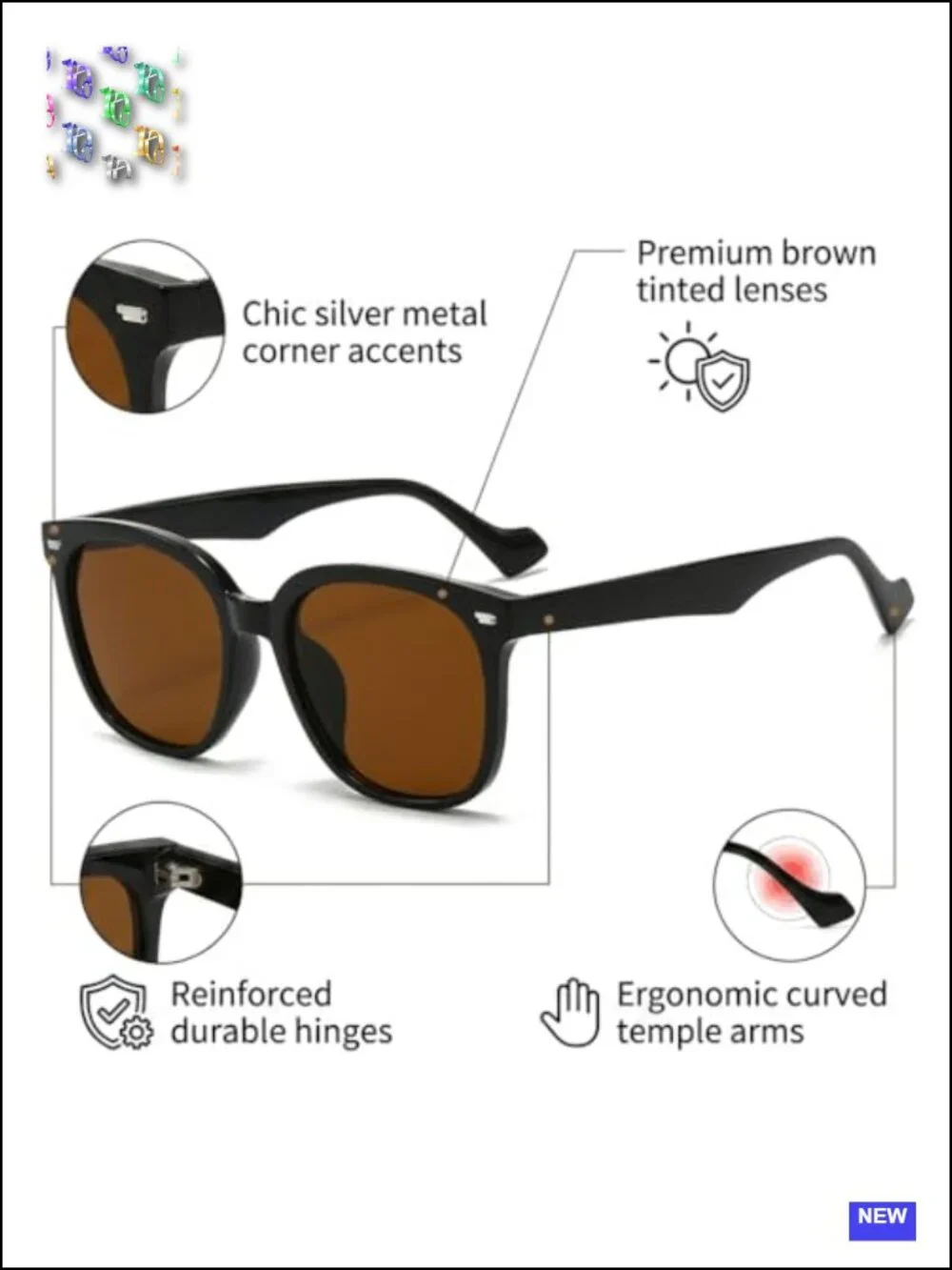 Oversized Square Sunglasses Women Vintage Retro UV400 Protection